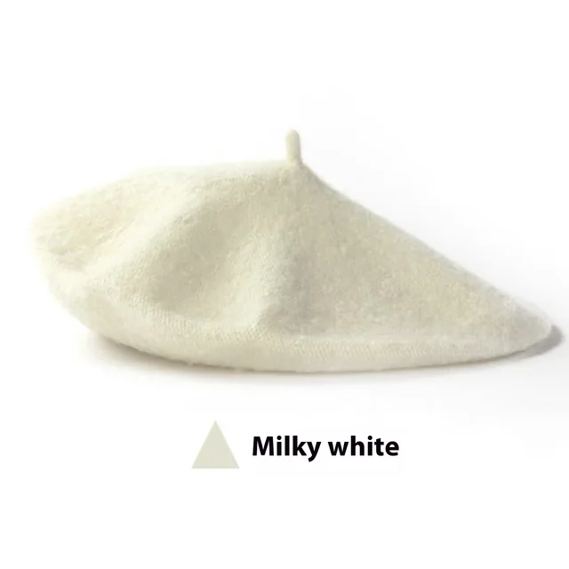 Women's Wool Beret Vintage British Knitted Painter Cap Warm Hat Milky White - Shop at LoveMi