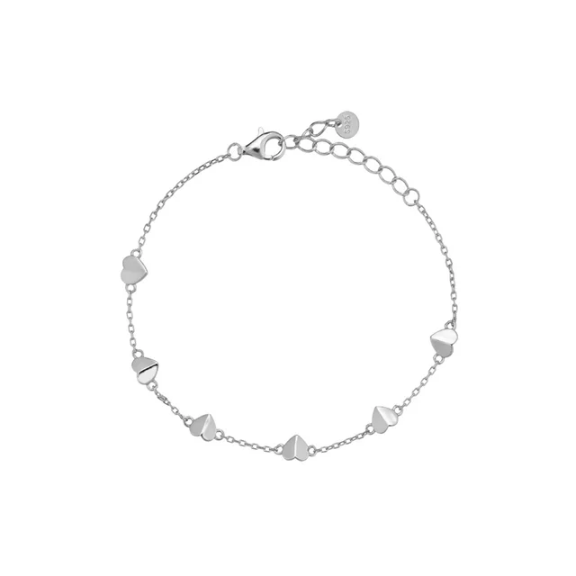 Women's S925 Sterling Silver Cute Heart Temperamental Niche Design Simple Bracelet Platinum - Shop at LoveMi
