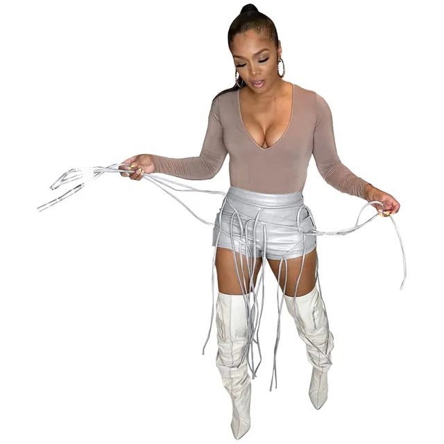 Women's Casual Cool Rope Decorative Shorts Silver - Shop at LoveMi