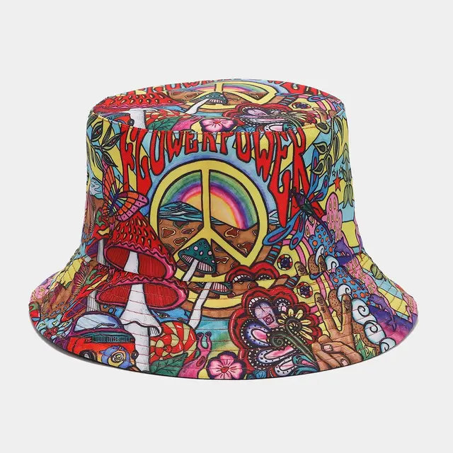 Graffiti Double sided Bucket Hat Female Party Hip Hop Bucket Hat 1 Color - Shop at LoveMi