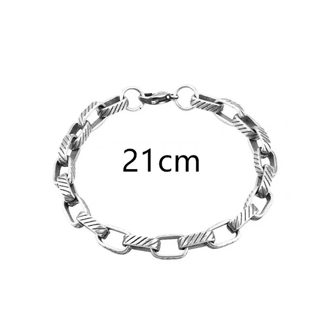 Trendy Titanium Steel Bracelet Retro Men's Simplicity 8Mm Steel Color 21Cm - Shop at LoveMi