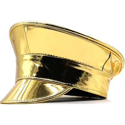 Laser Patent Leather Flat top Cap Women's Party Gold - Shop at LoveMi