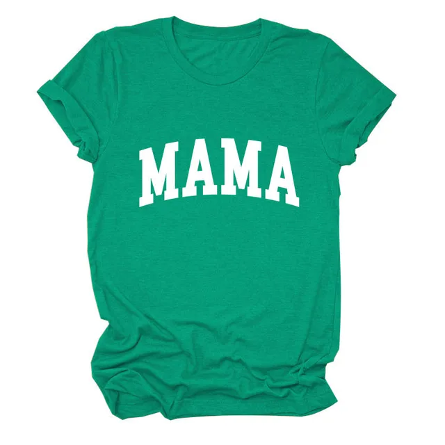 Women's Letter Crew Neck Simple Casual Women's Comfortable Short Sleeve Dark Green - Shop at LoveMi
