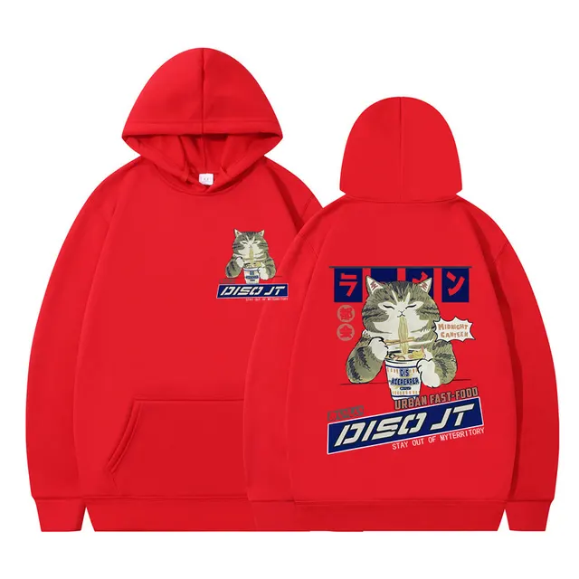 Autumn And Winter Cat Noodles Hooded Sweater Red And White - Shop at LoveMi