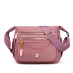 Multilayer One Shoulder Bag Large Capacity Waterproof Nylon Crossbody Bag - Purple