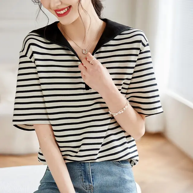 Slimming High grade Half sleeve Top Stripes - Shop at LoveMi