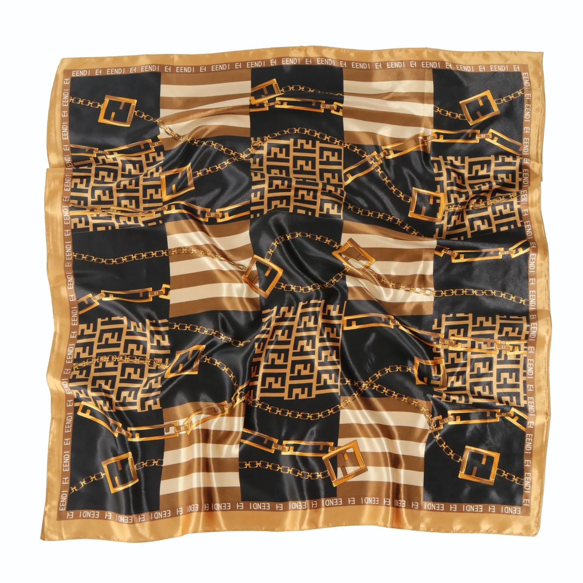 Chain Printed Scarf Women's Casual Scarf 90 90cm Satin Large Kerchief - New Color Addition