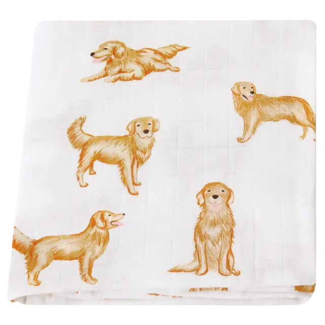 Bamboo Cotton Gauze Gro bag Baby Wrapping Baby Swaddling Quilt Cover Blanket Golden Retriever - Shop at LoveMi