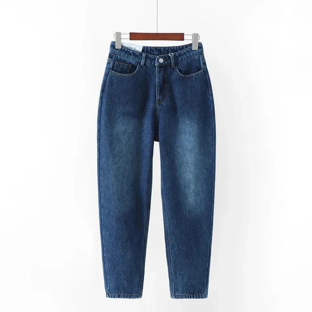 Thin straight leg jeans women trousers old pants Navy Blue - Shop at LoveMi
