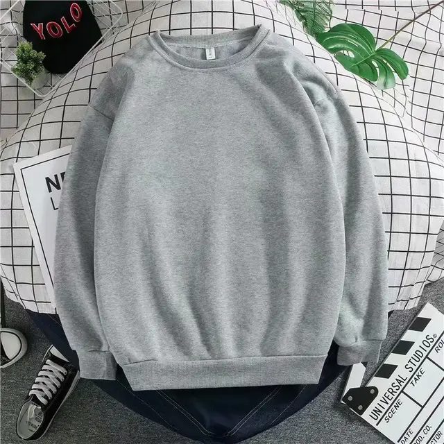 Plus Velvet Port Style Solid Color Sweater Grey - Shop at LoveMi