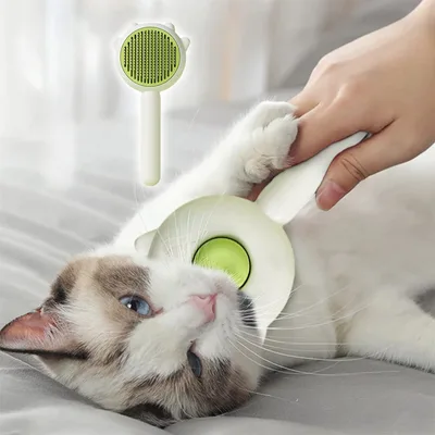 Pet Hair Cleaner Brush Cat Grooming Brush With Release Button Pet Hair Cleaner Brush Cat Grooming Brush Long Or Short Hair Cats Dogs Pet Massage Br... Green - Shop at LoveMi