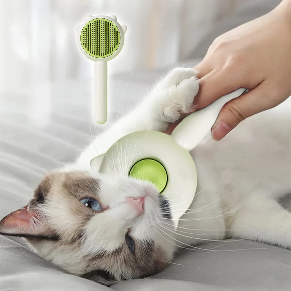 Pet Hair Cleaner Brush Cat Grooming Brush With Release Button Pet Hair Cleaner Brush Cat Grooming Brush Long Or Short Hair Cats Dogs Pet Massage Br...