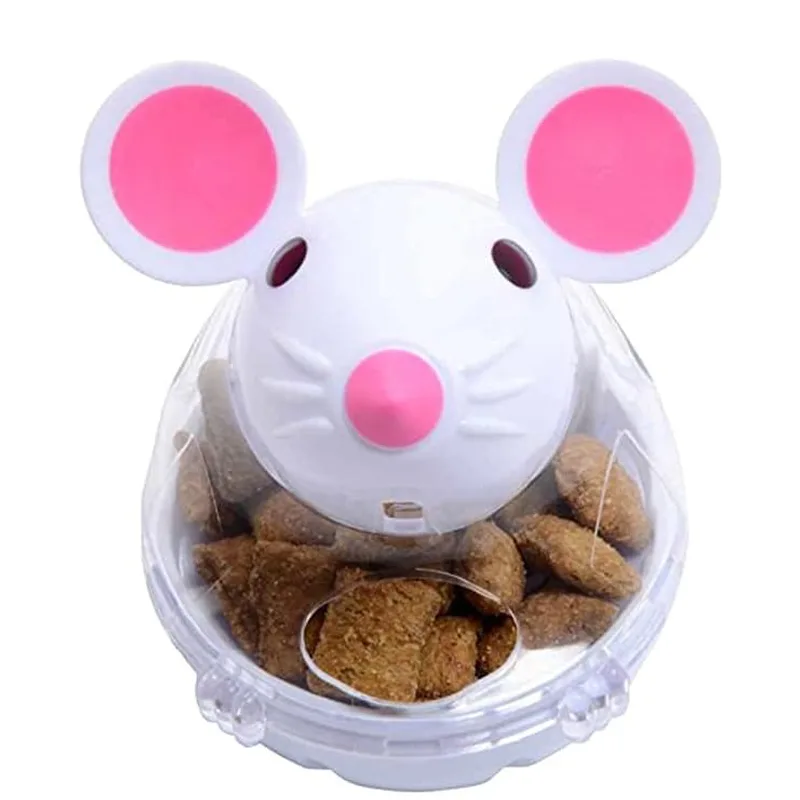 Cat Food Ball Slow Feed Mice Tumbler Shaped Pet Treat Ball Cat Food Toy Ball Pet Food Ball Cat Feeder White - Shop at LoveMi