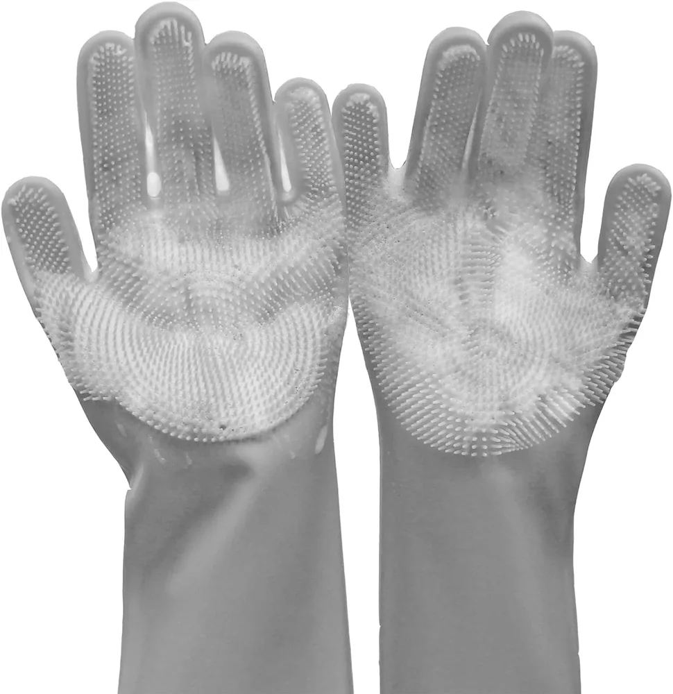 Durable Pet Grooming Gloves For Cats And Dogs, Enhanced Five Finger Design For Massaging And Bathing Grey - Shop at LoveMi