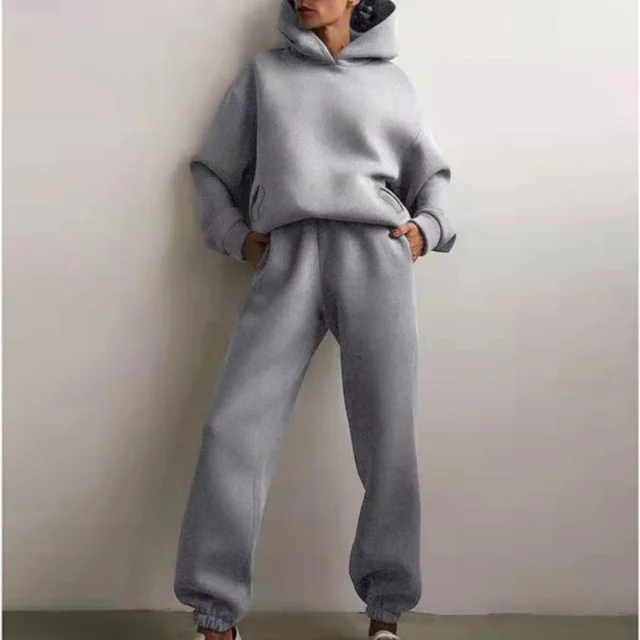 Autumn And Winter Hoodie Set Grey - Shop at LoveMi