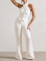 Women's Halter Neck Vest & Pants Set - White