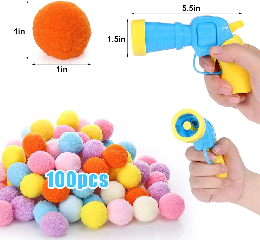 Cat Toy Ball Launcher Gun Cat Fetch Toy Gun Shooter Plush Ball Shooting Gun With Pom Pom Balls Toys Interactive For Indoor Cats 100Pcs - Shop at LoveMi