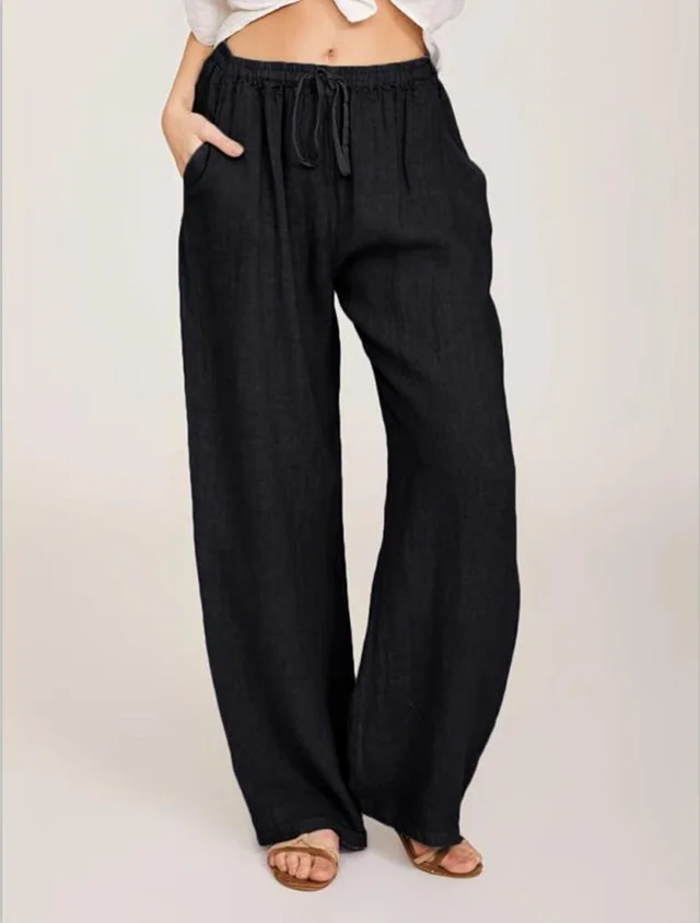 Casual Cotton Linen Loose Yoga Pants Women Black - Shop at LoveMi