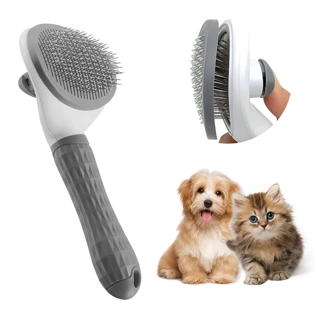 Cat Brush With Release Button Say Goodbye To Loose Fur And Tangles Cat Brushes For Indoor Cats Pet Hair Removal Tool Suitable For Pets With Long Or... Grey - Shop at LoveMi