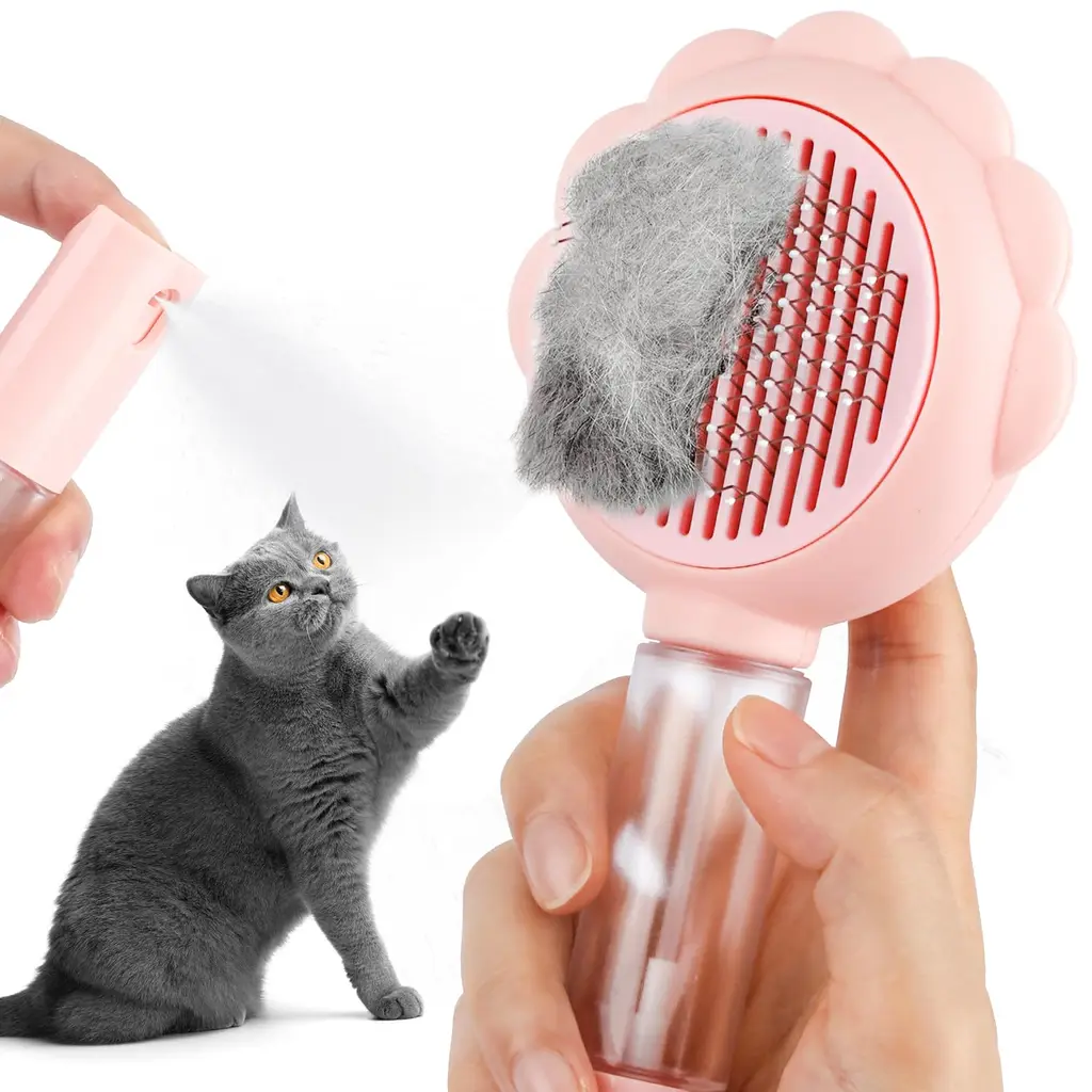 Spray Cat Brushes For Indoor Cats With Release Button Cat Brush For Shedding Massage Grooming Self Cleaning Slicker Brush For Dogs Cats Pet Brush C...