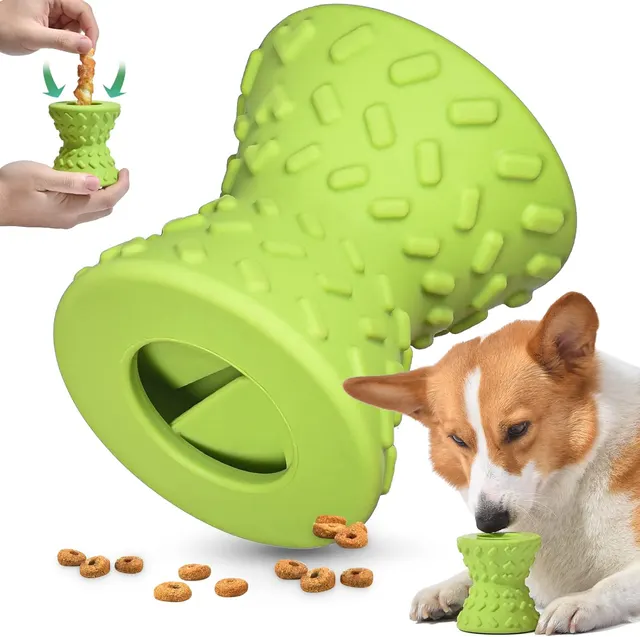 Interactive Treat Dispensing Puppy Toys Dog Bones For Aggressive Chewers Super Dog Toys Tough Chew For Dogs Toy Bone Natural Rubber Leaked Dumbbell... Green - Shop at LoveMi