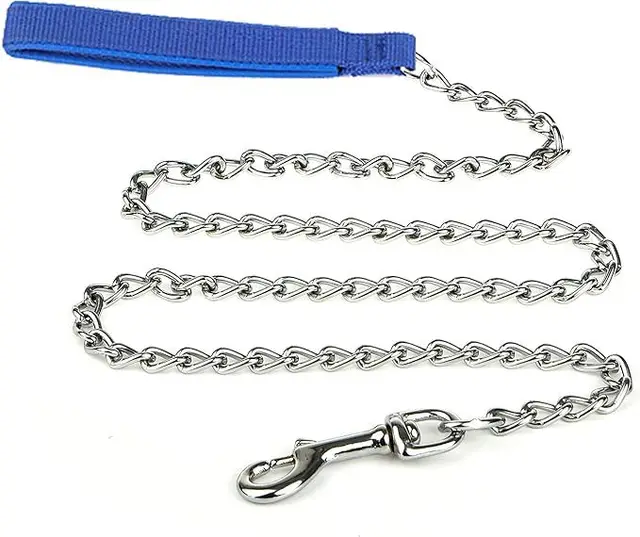Heavy Duty Metal Dog Leash Chew Proof Pet Leash Chain With Soft Padded Handle For Large Medium Size Dogs Blue - Shop at LoveMi