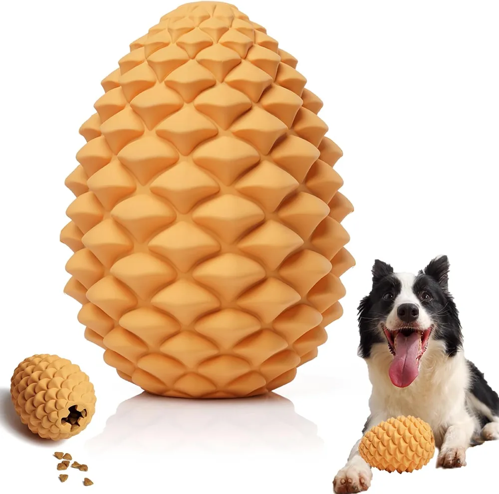 Pine Cone Tough Dog Toys For Aggressive Chewers Dog Chew Toys With Interactive Dog Treat Dispenser Indestructible Dog Toy For Medium Large Dogs Hea... Yellow - Shop at LoveMi