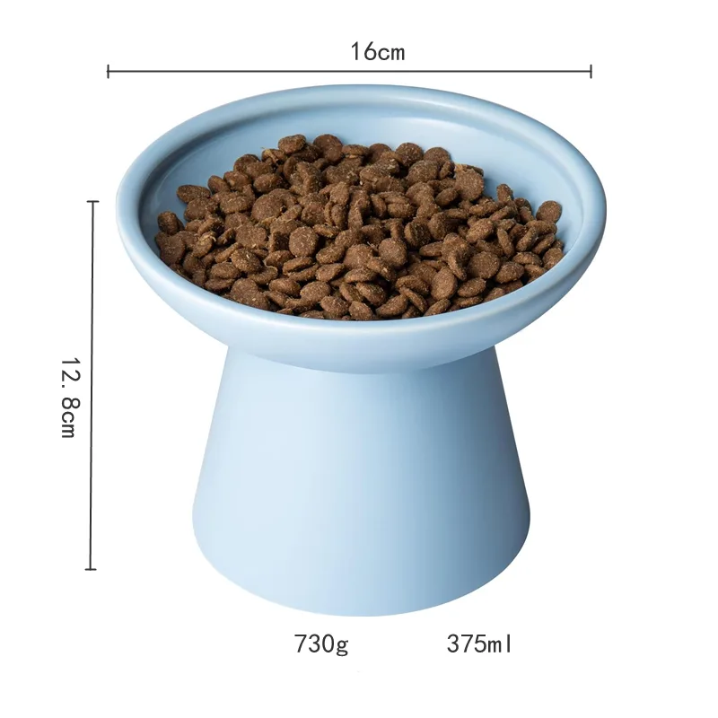 Extra Wide Elevated Cat Food Bowl Ceramic Cat Bowls For Food And Water Wide Shallow Cat Food Dish Whisker Fatigue Lead Cadmium Free Great Height Fo... Blue - Shop at LoveMi