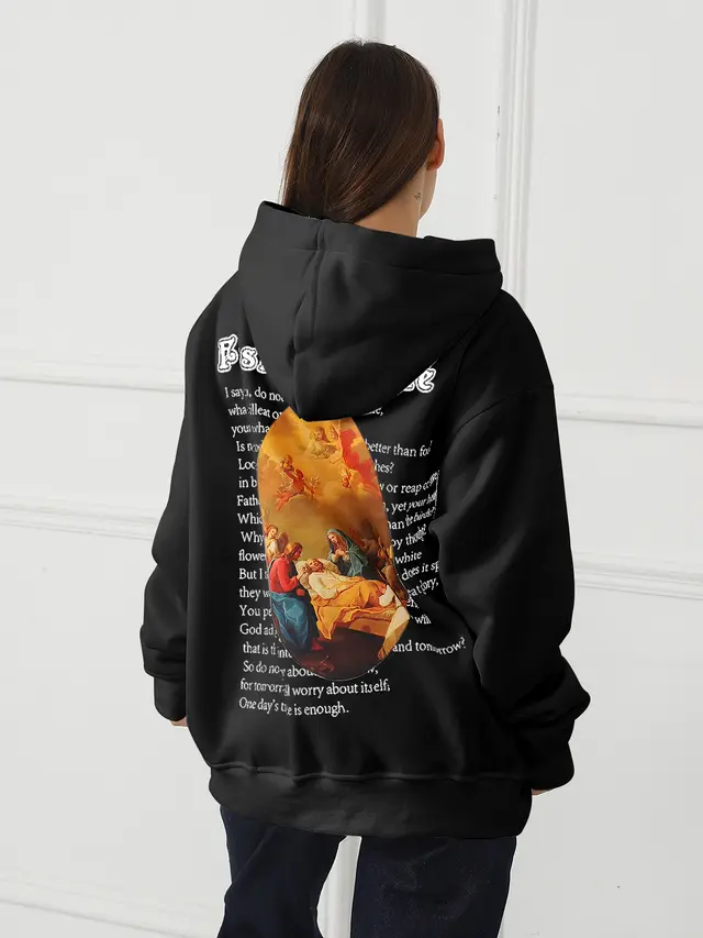 Women's Fashionable Casual Printed Long Sleeved Sweatshirt Black - Shop at LoveMi