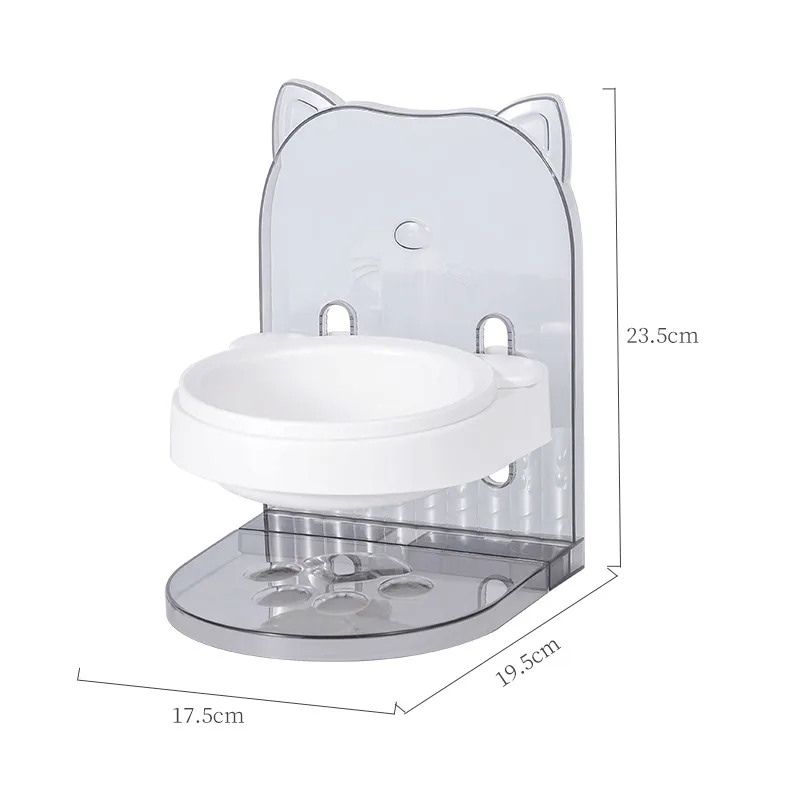 Bowl With Cat Ears For Pets Neck Protection Fixed Anti Spill Adjustable Height Cat Feeding Water Supply Removable Hanging Cage Grey - Shop at LoveMi