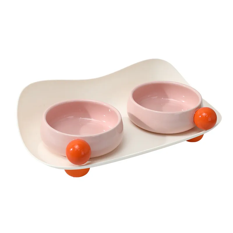 Elevated Ceramic Bowl For Cat Food Double Raised Bowl With Non Slip Support 2 Bowls For Cat Food And Water Washable Ceramic Bowl For Small Dogs Pup... Pink - Shop at LoveMi