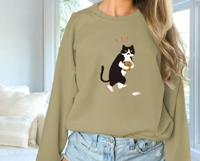 Women's Fashionable Solid Color Printed Long Sleeved Sweatshirt Khaki - Shop at LoveMi