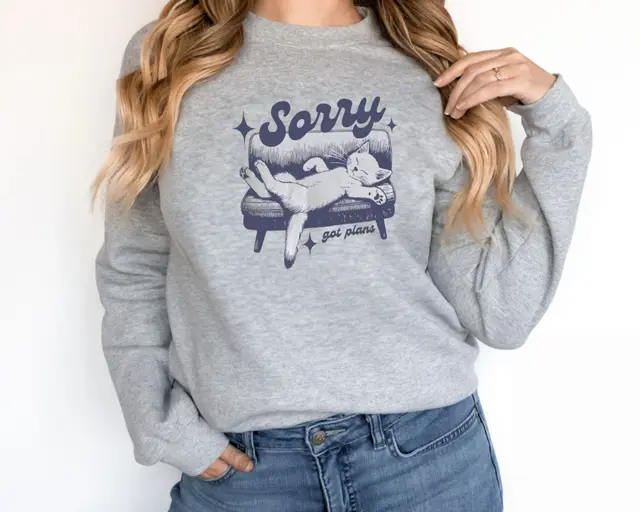 Women's Fashionable Solid Color Printed Long Sleeved Sweatshirt Grey - Shop at LoveMi