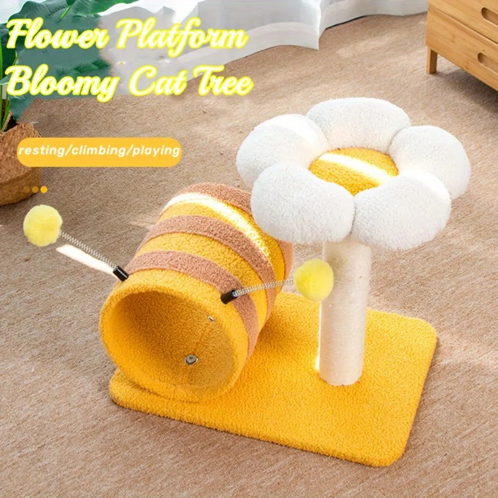 Bee Cat Climbing Frame Sisal Cat Scratching Board No Debris Or Occupation Of Cat Scratching Post Cat Supplies Cute Cat Tree Cat Scratching Post Wit... Yellow - Shop at LoveMi