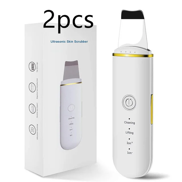 The New Ultrasonic Facial Cleanser Peeling Machine Removes Facial Blackheads White 2Pcs - Shop at LoveMi