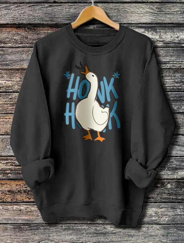 Women's Long Sleeved Honk Honk Printed Hoodie Black - Shop at LoveMi
