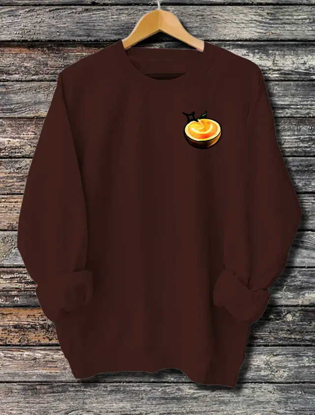 Women's Long Sleeved Printed Hoodie Brown - Shop at LoveMi