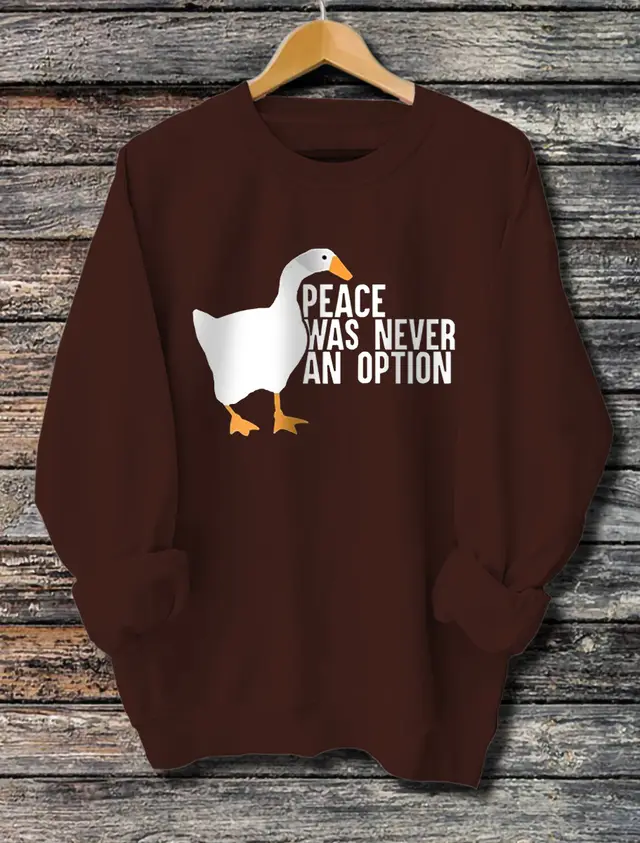 Women's Long Sleeved Printed Hoodie Brown - Shop at LoveMi