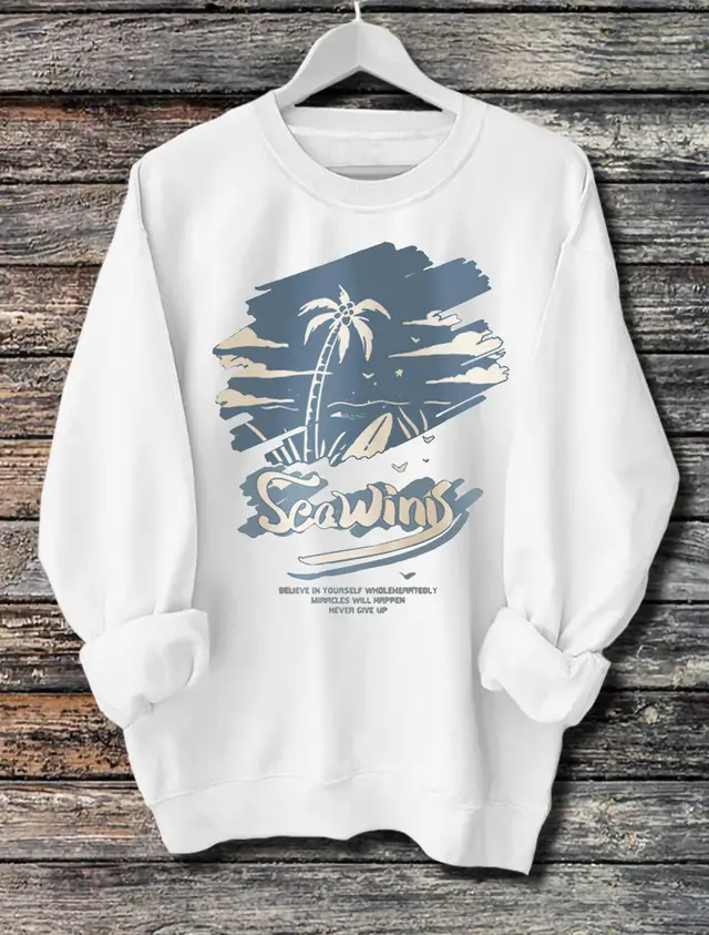 Women's Long Sleeved Printed Hoodie White - Shop at LoveMi