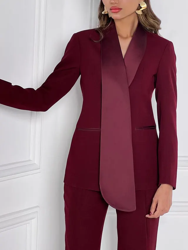 Irregular Collar Blazer & High Waist Pants Suit Blazer - Shop at LoveMi