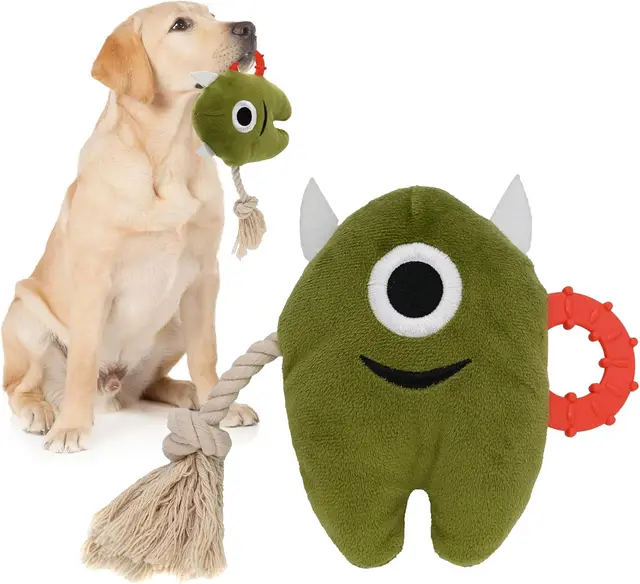 Large Dog Squeaky Chew Toys Stuffed Plush Dog Toys For Aggressive Chewers Durable Tug Of War Rope Toys Puppy Toys For Small, Medium Large Breed Mon... Green - Shop at LoveMi