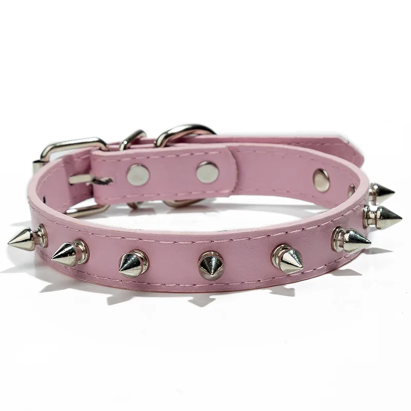 Studded Fashionable Durable High-quality Best-selling Dog Collar Trendy Popular Pet Product Spiked Protective Comfortable Sturdy - Pink - View 1