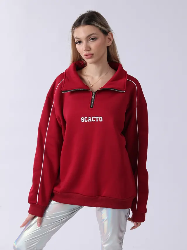 Women's Long Sleeved Sweatshirt Wine Red - Shop at LoveMi