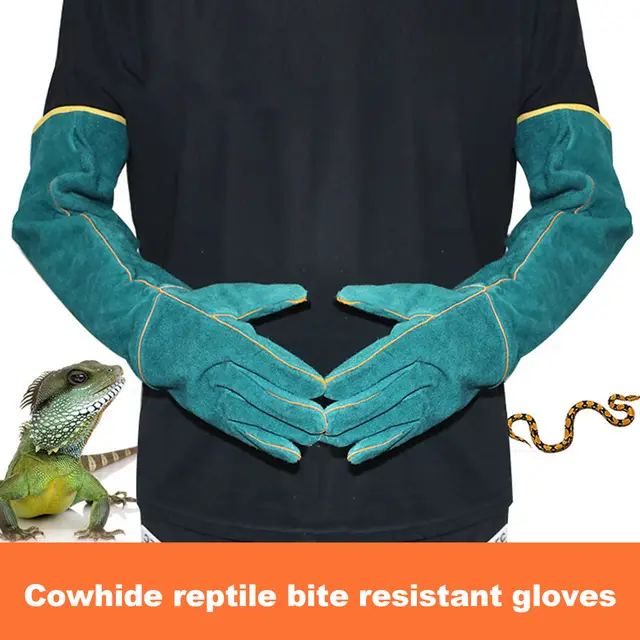 Multi function Anti Bite Safety Gloves Ultra Long Leather Pets Grip Biting Protective Gloves For Catch Dog Cat Reptiles Animal Green - Shop at LoveMi