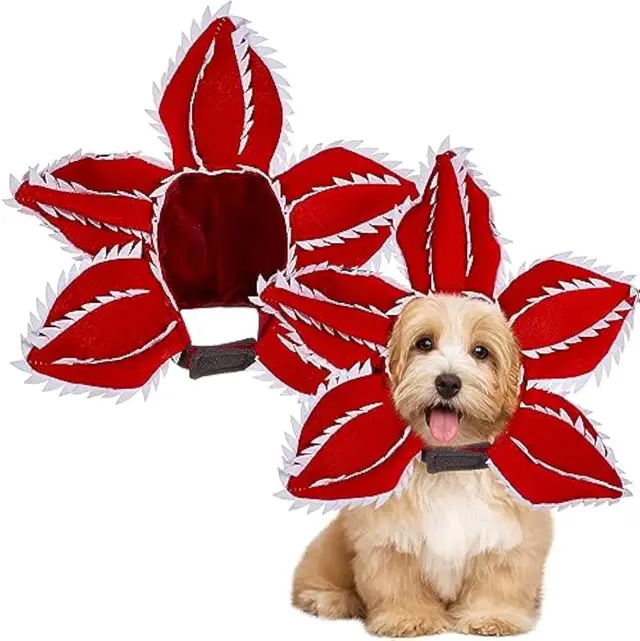 Dog Halloween Chomper Costume Pet Holiday Demon Hat Scary Headband Flower Cosplay Outfits Funny Headwear Stranger Clothes For Medium Dog Default - Shop at LoveMi