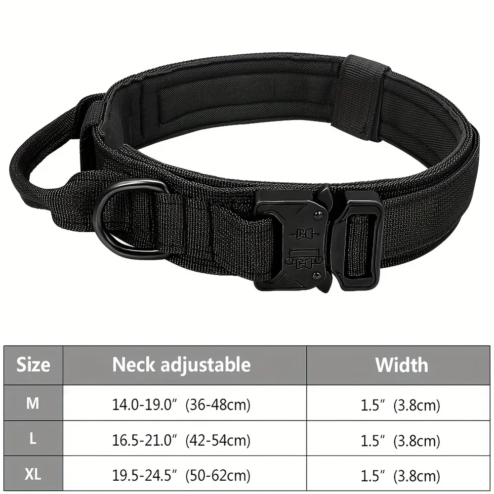 Heavy Duty Military Tactical Dog Collar With Handle Provides Ultimate Control And Comfort For Medium And Large Dogs Black - Shop at LoveMi