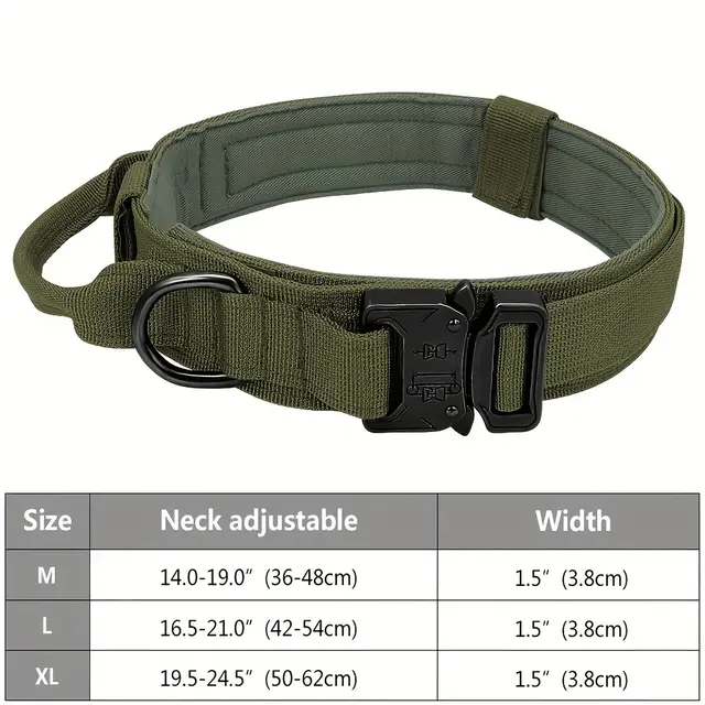 Heavy Duty Military Tactical Dog Collar With Handle Provides Ultimate Control And Comfort For Medium And Large Dogs Green - Shop at LoveMi