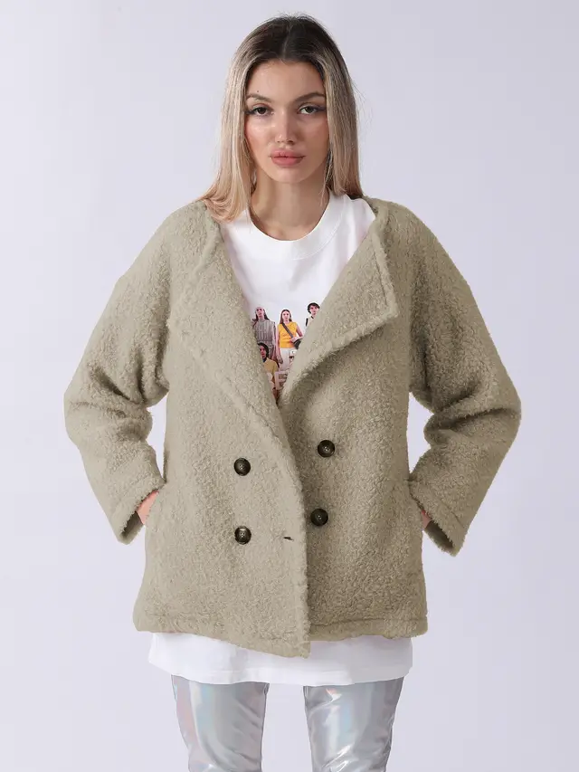 Women's Plush Jacket Khaki - Shop at LoveMi