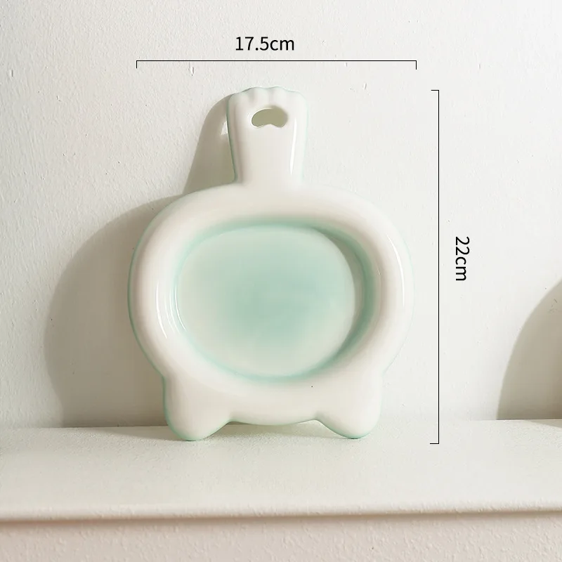 Ceramic Cat Bowl Cat Plate Snack Bowl Rice Bowl Dinner Plate Cat Food Bowl Pet Plate Shallow Mouth Bowl Green - Shop at LoveMi