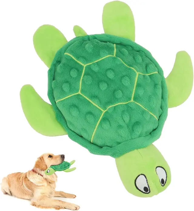 Squeaky Sea Turtle Plush Dog Toy Durable, No Stuffing, Interactive Chew Toy For Small Dogs Relieve Anxiety, Teething, And Keep Them Busy For Pu... Green - Shop at LoveMi